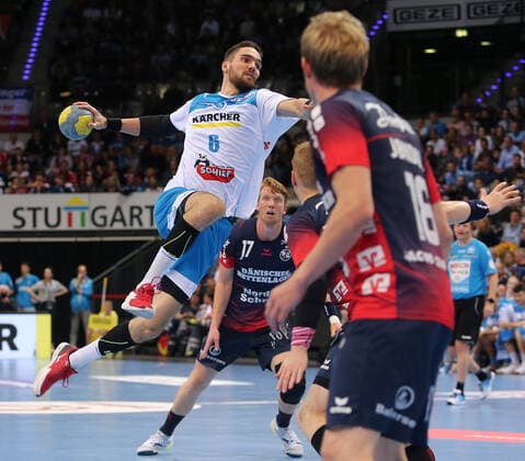 BAU 02 11 2019 Stuttgart Handball TVB Stuttgart vs SG Flensburg Handewitt, Dominik Weiß TVB, left