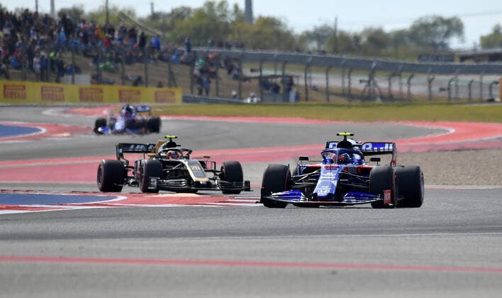 FORMULA 1 EMIRATES UNITED STATES GRAND PRIX 2019 02 11 2019, Circuit of The Americas, Austin, FORMULA 1 EMIRATES UNITED STATES GRAND PRIX 2019, pictured Pierre Gasly FRA 10 , Red Bull Toro Rosso Honda, Kevin Magnussen DNK 20 , Rich Energy Haas F1 Team, Daniil Kvyat RUS 26 , Red Bull Toro Rosso Honda nordphotoxBratic nph00250