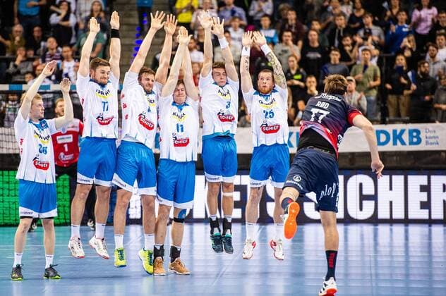 insurmountable Wall of the TVB Stuttgart R¿d, Magnus Abelvik SG Flensburg Handewitt 77 TVB 1898 Stuttgart SG Flensburg Handewitt HBL LIQUI MOLY Handball Bundesliga Porsche Arena Stuttgart Baden Wuerttemberg Germany at the match in the Handball Bundesliga, TVB 1898 Stuttgart SG Flensburg Handewitt Stuttgart 02 11 19 Handball , Stuttgart Baden Wuerttemberg Germany