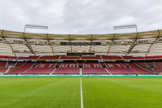View into the stadium just three hours before the kick-off 03 11 2019, football, GER, 2 Bundesliga, 2 BL, 12 Spieltag, season 2019 20, VfB Stuttgart SG Dynamo Dresden, Mercedes Benz Arena, VfB Stuttgart vs. SG Dynamo Dresden