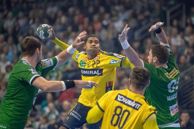 Handball Berlin 03 11 2019 1 Bundesliga HBL Season 2019 2020 Foxes Berlin Rhine Neckar Lion Mads Mensah Larsen Rhine Neckar, No 22