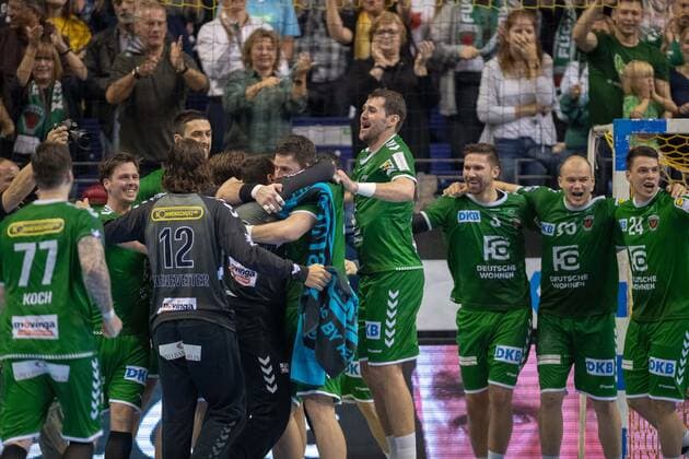 Handball Berlin 03 11 2019 1 Bundesliga HBL Season 2019 2020 Foxes Berlin Rhine Neckar Lion Dejan Milosavljev Foxes Berlin, TW, No 96 Jubel schlussjubel and others