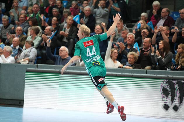 Kevin Gulliksen TSV GWD Minden 44 GER, Handball, 1 Bundesliga, TSV GWD Minden against HBW Balingen Weilstetten, 03 11 2019 Minden Copyright: xStrohdiekx Eibner-Pressefotox EP_jsk