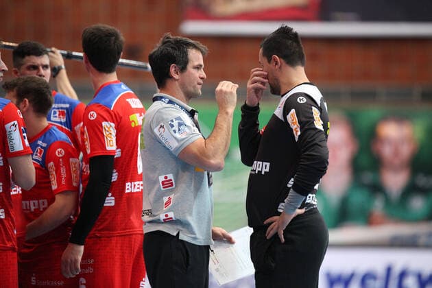 Matthias Flohr Co Trainer HBW Balingen Weilstetten and Vladimir Bozic HBW Balingen Weilstetten 21 right GER, Handball, 1 Bundesliga, TSV GWD Minden against HBW Balingen Weilstetten, 03 11 2019 Minden Copyright: xStrohdiekx Eibner-Pressefotox EP_jsk
