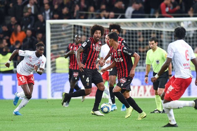 11 BOULAYE DIA (REI) - 04 DANTE (NICE) FOOTBALL : Nice vs Reims - Ligue 1 Conforama - 03 11 2019 FEP Panoramic 