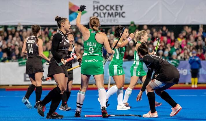 Women s FIH Olympic Hockey Qualifier Second Leg, Energia Park, Donnybrook, Co. Dublin 3 11 2019 Ireland vs Canada Ireland s Kathryn Mullan and Anna O Flanagan celebrate Kathryn Mullan and Anna O Flanagan 3 11 2019  Copyright: x©INPHO MorganxTreacyx EA3I1331