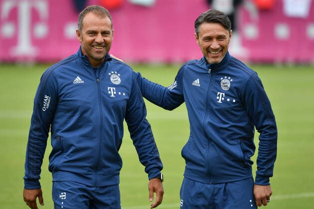 FC Bayern Muenchen separates amicably from Niko KOVAC now takes over Hans Dieter Hansi FLICK archive photo from left Niko KOVAC coach Bayern Muenchen, Hans Dieter Hansi FLICK co coach FCB FC Bayern Muenchen training at Saebener Strasse Football 1 Bundesliga, season 2019 2020, on 20 08 2019 Â