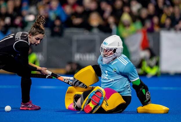 Women s FIH Olympic Hockey Qualifier Second Leg, Energia Park, Donnybrook, Co. Dublin 3 11 2019 Ireland vs Canada Ireland s Ayeisha McFerran makes the save that sends them to the 2020 Tokyo Olympics Ayeisha McFerran makes the save that sends them to the 2020 Tokyo Olympics 3 11 2019  Copyright: x©INPHO MorganxTreacyx DW6I2053