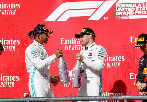 Motorsports: FIA Formula One World Championship, WM, Weltmeisterschaft 2019, Grand Prix of United States, 44 Lewis Hamilton (GBR, Mercedes AMG Petronas Motorsport), 77 Valtteri Bottas (FIN, Mercedes AMG Petronas Motorsport), Austin United States of America