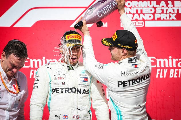 Motorsports: FIA Formula One World Championship, WM, Weltmeisterschaft 2019, Grand Prix of United States, 44 Lewis Hamilton (GBR, Mercedes AMG Petronas Motorsport), 77 Valtteri Bottas (FIN, Mercedes AMG Petronas Motorsport), Austin United States of America