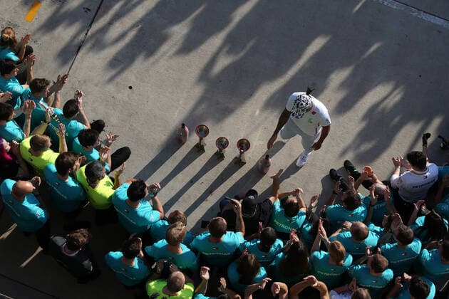 Photo4 LaPresse 03 11 2019 Austin, USA Grand Prix Formula One USA 2019 In the pic: Mercedes AMG F1 team celebrates the Lewis Hamilton (GBR) Mercedes AMG F1 W10 EQ Power winning of the 2019 World Champion  Copyright: xPhoto4 LaPressex