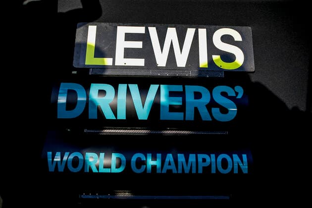 Motorsports: FIA Formula One World Championship, WM, Weltmeisterschaft 2019, Grand Prix of United States, 44 Lewis Hamilton (GBR, Mercedes AMG Petronas Motorsport) celebrates winning the F1 World Drivers Championship 2019 Austin United States of America
