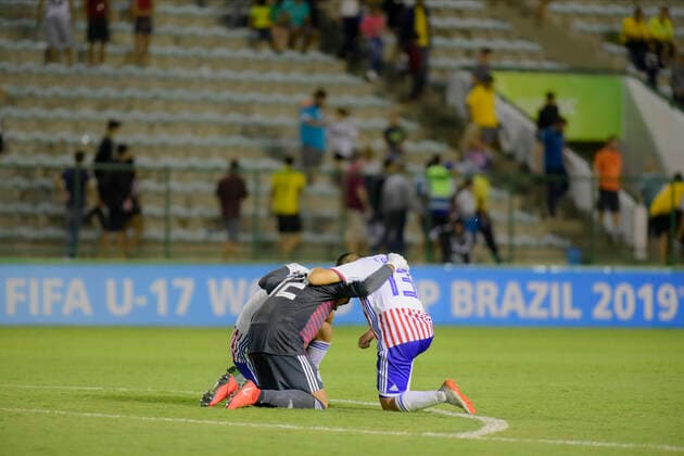 Fußball, U17 WM, Paraguay - Italien Sub 17 Itália e Paraguay BRASÍLIA, DF - 03.11.2019: SUB 17 ITÁLIA E PARAGUAY - Paraguay (2) beat Italy (1) during the group stage of the FIFA U17, U 17 World Cup. Bezerrão Stadium in Brasilia, DF. (Photo: Reinaldo Reginato Fotoarena) x1825659x  ReinaldoxReginato