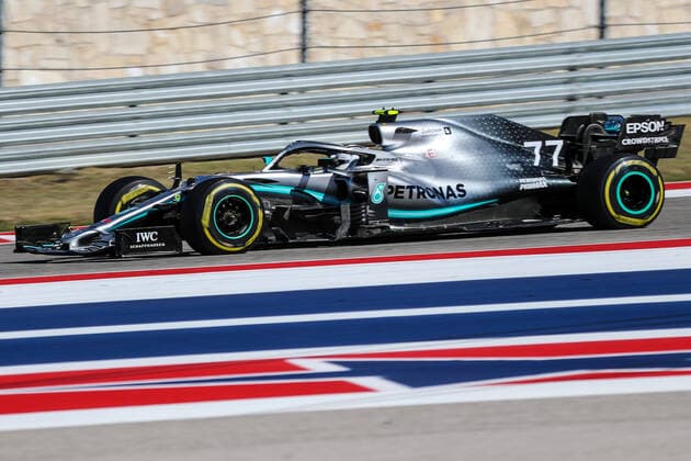 November 3, 2019, Austin, Texas, U.S: Mercedes AMG Petronas Motorsport driver Valtteri Bottas (77) of Finland in action during the Formula 1 Emirates United States Grand Prix race held at the Circuit of the Americas racetrack in Austin,Texas. Motorsports 2019 - Formula 1 Emirates United States Grand Prix - ZUMAw300 20191103_zaf_w300_014 Copyright: xDanxWozniakx