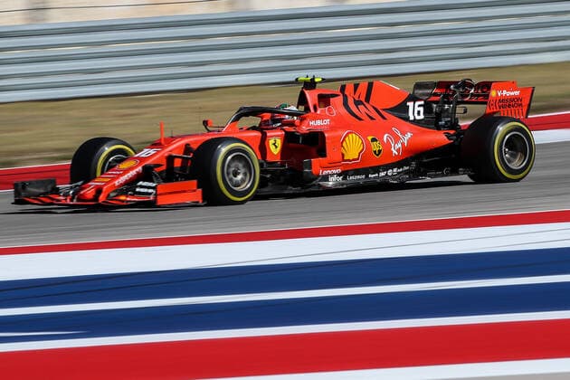 November 3, 2019, Austin, Texas, U.S: Scuderia Ferrari Mission Winnow driver Charles Leclerc (16) of Monaco in action during the Formula 1 Emirates United States Grand Prix race held at the Circuit of the Americas racetrack in Austin,Texas. Motorsports 2019 - Formula 1 Emirates United States Grand Prix - ZUMAw300 20191103_zaf_w300_025 Copyright: xDanxWozniakx