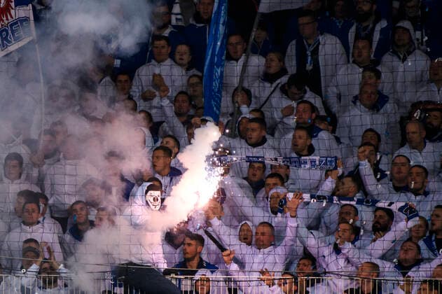 02 11 2019, xkvx, Soccer 1 Bundesliga, Union Berlin Hertha BSC Berlin emspor, v l Hertha BSC Fans Pyro Pyrotechnics Fire Smoke Smoke Mask Ultras DFL DFB REGULATIONS PROHIBIT ANY USE OF PHOTOGRAPHS as IMAGE SEQUENCES and or QUASI VIDEO Berlin