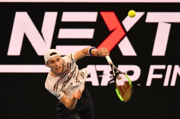 November 5, 2019, Milano, Italy: ugo humbertduring Next Gen ATP, Tennis Herren Finals - Tournament round - Ugo Humbert vs Mikael Ymer, Tennis Internationals in Milano, Italy, November 05 2019 - LPS Tennis Internationals Next Gen ATP Finals - Tournament round - Ugo Humbert vs Mikael Ymer  - ZUMAl164 20191105_zsa_l164_054 Copyright: xAlessioxTarpinix