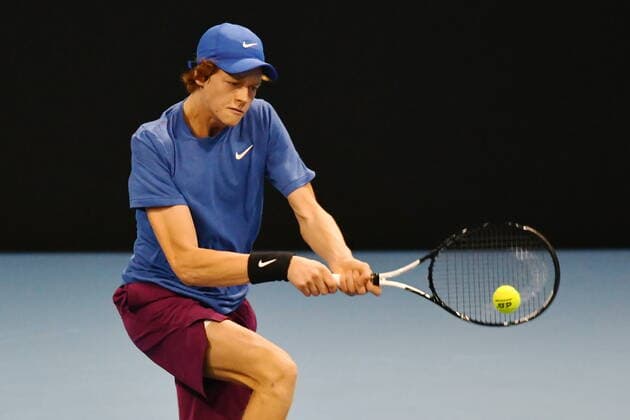November 5, 2019, Milano, Italy: jannik sinnerduring Next Gen ATP, Tennis Herren Finals - Tournament round - Frances Tiafoe vs J. Sinner, Tennis Internationals in Milano, Italy, November 05 2019 - LPS Tennis Internationals Next Gen ATP Finals - Tournament round - Frances Tiafoe vs J. Sinner  - ZUMAl164 20191105_zsa_l164_079 Copyright: xAlessioxTarpinix