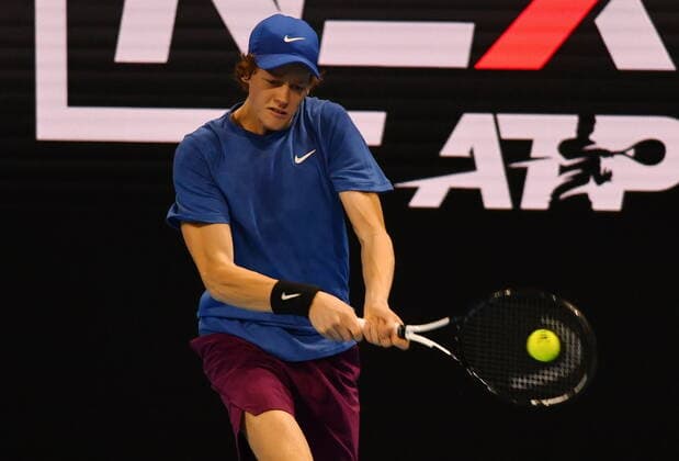 November 5, 2019, Milano, Italy: jannik sinnerduring Next Gen ATP, Tennis Herren Finals - Tournament round - Frances Tiafoe vs J. Sinner, Tennis Internationals in Milano, Italy, November 05 2019 - LPS Tennis Internationals Next Gen ATP Finals - Tournament round - Frances Tiafoe vs J. Sinner  - ZUMAl164 20191105_zsa_l164_091 Copyright: xAlessioxTarpinix