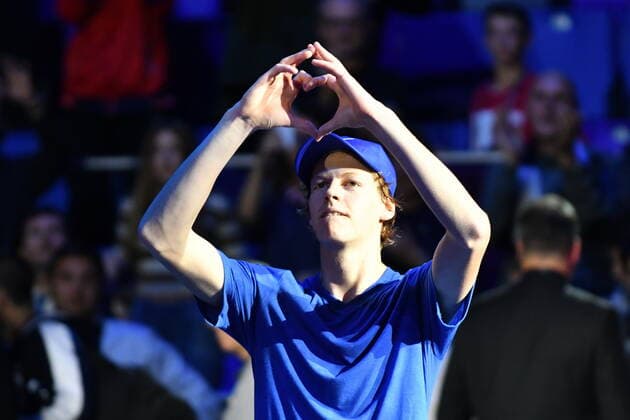 November 5, 2019, Milano, Italy: jannik sinnerduring Next Gen ATP, Tennis Herren Finals - Tournament round - Frances Tiafoe vs J. Sinner, Tennis Internationals in Milano, Italy, November 05 2019 - LPS Tennis Internationals Next Gen ATP Finals - Tournament round - Frances Tiafoe vs J. Sinner  - ZUMAl164 20191105_zsa_l164_118 Copyright: xAlessioxTarpinix