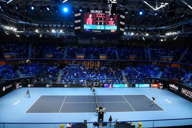 IPP20191105 Tennis: Next Gen ATP, Tennis Herren Finals, il pallido illuminato (Verwendung nur in Deutschland - GERMANY ONLY) *** IPP20191105 Tennis Next Gen ATP Finals, il pallido illuminato Use only in Germany GERMANY ONLY 