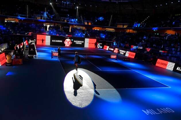 IPP20191105 Tennis: Next Gen ATP, Tennis Herren Finals, il pallido illuminato (Verwendung nur in Deutschland - GERMANY ONLY) *** IPP20191105 Tennis Next Gen ATP Finals, il pallido illuminato Use only in Germany GERMANY ONLY 