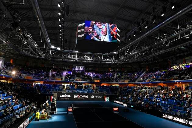 IPP20191105 Tennis: Next Gen ATP, Tennis Herren Finals, il pallido illuminato (Verwendung nur in Deutschland - GERMANY ONLY) *** IPP20191105 Tennis Next Gen ATP Finals, il pallido illuminato Use only in Germany GERMANY ONLY 