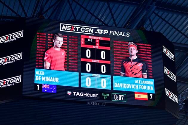 IPP20191105 Tennis: Next Gen ATP, Tennis Herren Finals, la computer grafica a bordo campo (Verwendung nur in Deutschland - GERMANY ONLY) *** IPP20191105 Tennis Next Gen ATP Finals, la computer grafica a bordo campo Use only in Germany GERMANY ONLY 