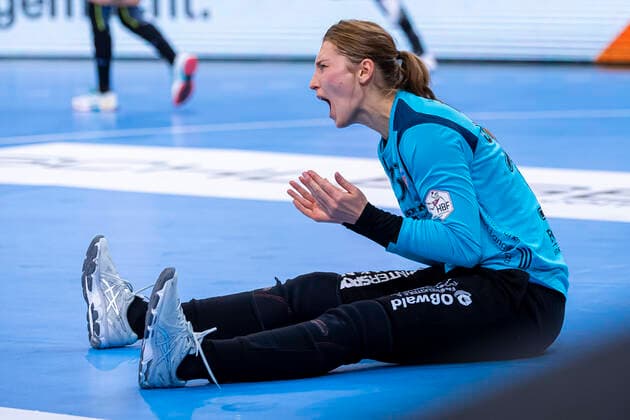 Ludwigsburg, Germany 06 November 2019 HBF 19 20 SG BBM Bietigheim vs. Thueringer HC Ann Cathrin Giegerich Thueringer HC angry angry, angry, angry angry cries Ludwigsburg MHP Arena Baden Württemberg Germany