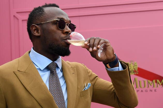 Sport Bilder des Tages RACING OAKS DAY COLOUR, Usain Bolt (left) is seen in the Mumm marquee during Oaks Day at Flemington Racecourse in Melbourne, Thursday, November 7, 2019. ( NO ARCHIVING, EDITORIAL USE ONLY, NO USE IN BOOKS WITHOUT CONSENT MELBOURNE VIC AUSTRALIA  Copyright: xJAMESxROSSx 20191107001431273490