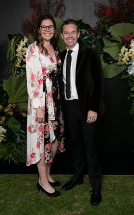 TENNIS FED CUP OFFICIAL DINNER, Zara and Todd Woodbridge pose for a photo on the black carpet ahead of the 2019 Fed Cup Final Dinner at the State Reception Centre in Perth, Thursday, November 7, 2019. ( NO ARCHIVING, EDITORIAL USE ONLY, NO USE IN BOOKS WITHOUT CONSENT PERTH WA AUSTRALIA  Copyright: xFIONAxHAMILTONx 20191107001431366134