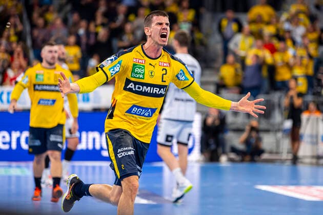 Mannheim, Germany 07 November 2019 HBL 19 20 Rhein Neckar Löwen vs THW Kiel Andy Schmid Loewen Jubel Freude Emotion Torjubel Torschuetze Torschütze Mannheim SAP Arena Baden Württemberg Germany