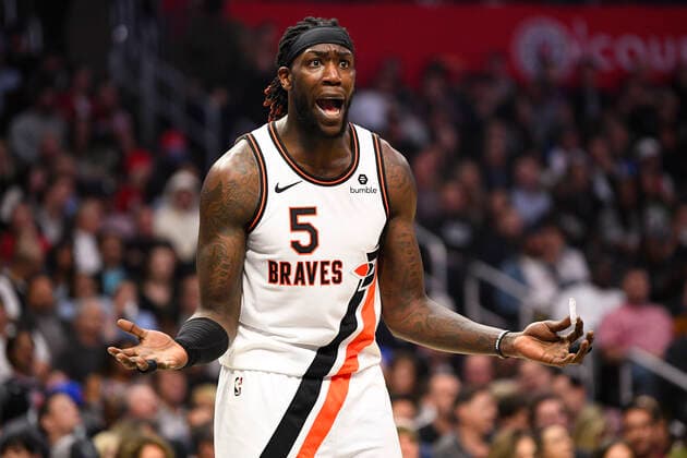 Sport Bilder des Tages LOS ANGELES, CA - NOVEMBER 07: Los Angeles Clippers Center Montrezl Harrell (5) reacts to a call during a NBA, Basketball Herren, USA game between the Portland Trailblazers and the Los Angeles Clippers on November 7, 2019 at STAPLES Center in Los Angeles, CA. (Photo by Brian Rothmuller Icon Sportswire) NBA: NOV 07 Trail Blazers at Clippers Icon191107031