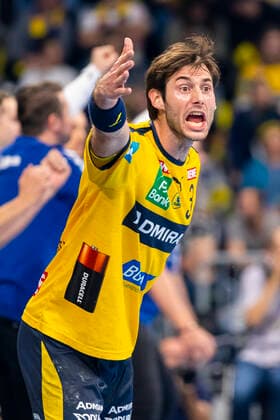Mannheim, Germany 07 November 2019 HBL 19 20 Rhein Neckar Löwen vs THW Kiel Uwe Gensheimer Loewen Mannheim SAP Arena Baden Württemberg Germany