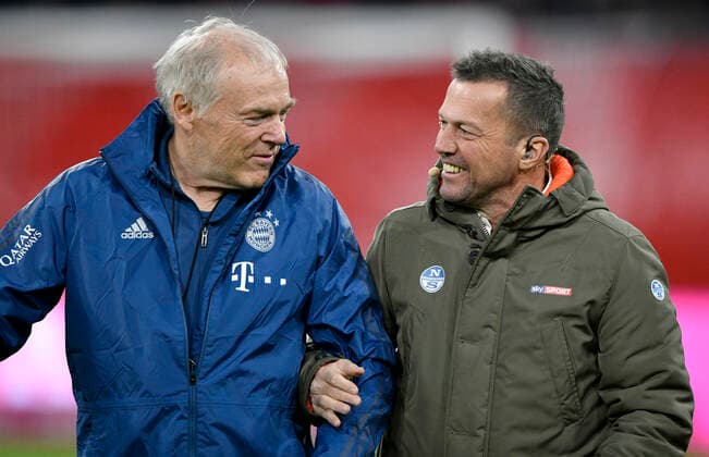 Before the start of the game SKY moderator Lothar Matthäus in discussion Discussion with co coach coach Hermann Gerland FC Bayern Munich FCB embrace gesture, gesture FC Bayern Munich FCB vs Borussia Dortmund BVB 09 11 2019 DFL REGULATIONS PROHIBIT ANY USE OF PHOTOGRAPHS AS IMAGE SEQUENCES AND OR QUASI VIDEO FC Bayern Munich FCB vs Borussia Dortmund BVB