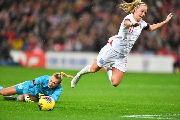 Merle Frohms Germany, DFB Women 1 foult Beth Mead England , Lionesses 11 to the penalty kick, 09 11 2019, London England , Football, Friendly match England Germany xmkx