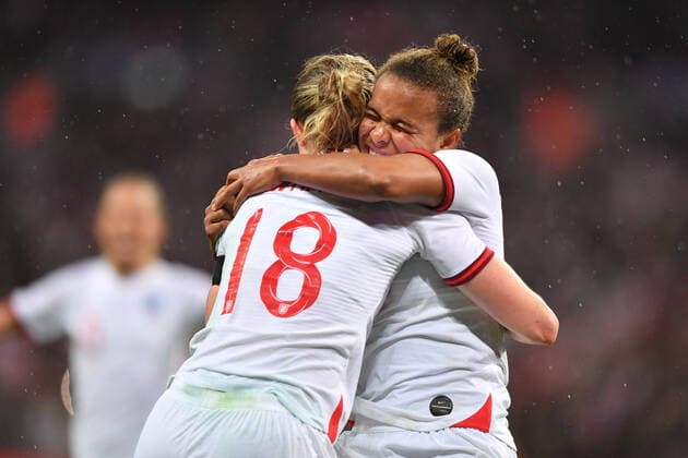 Jubel, Freuen, celebrate, happy, cheer , Goal Celebration Ellen White England , Lionesses 18 Nikita Parris England , Lionesses 7 1 1, 09 11 2019, London England , Football, Freundschaftsspiel England Germany xmkx