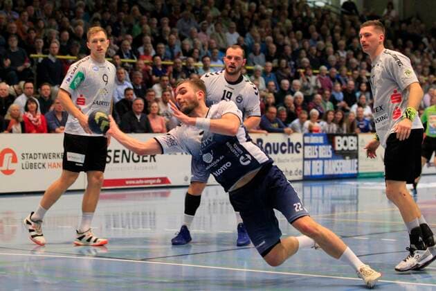 2 Bundesliga Handball VfL Luebeck Schwartau TV Emsdetten 09 11 2019, Hansehalle Luebeck, GER, 2 Bundesliga Handball VfL Luebeck Schwartau TV Emsdetten in picture picture shows Steffen Köhler Koehler VfL Luebeck Schwartau in the litter nordphotox xTauchnitz nph00059