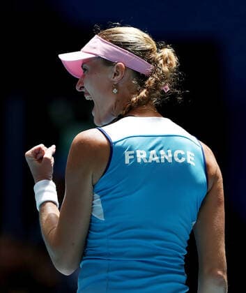 TENNIS FED CUP FINAL, Kristina Mladenovic of France reacts after winning a game against Ash Barty of Australia on day 2 of the Fed Cup Final tennis competition between Australia and France at RAC Arena in Perth, Saturday, November 10, 2019. ( NO ARCHIVING, EDITORIAL USE ONLY, NO USE IN BOOKS WITHOUT CONSENT PERTH WA AUSTRALIA  Copyright: xGARYxDAYx 20191110001431839532