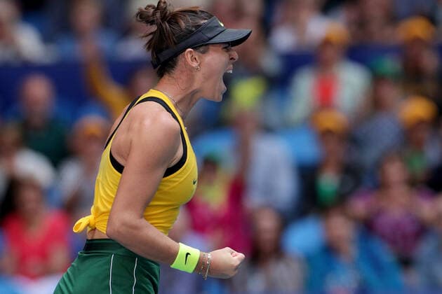 TENNIS FED CUP FINAL, Ajla Tomljanovic of Australia reacts after winning the first set during her match against Pauline Parmentier of France on day 2 of the Fed Cup Final tennis competition between Australia and France at RAC Arena in Perth, Sunday, November 10, 2019. ( NO ARCHIVING, EDITORIAL USE ONLY, NO USE IN BOOKS WITHOUT CONSENT PERTH WA AUSTRALIA  Copyright: xRICHARDxWAINWRIGHTx 20191110001431859341
