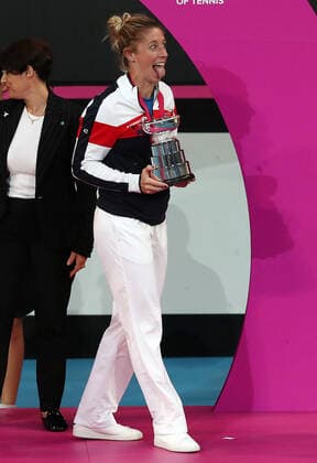 Sport Themen der Woche KW45 Sport Bilder des Tages TENNIS FED CUP FINAL, Pauline Parmentier of France celebrates winning the fed cup on day 2 of the Fed Cup Final tennis competition between Australia and France at RAC Arena in Perth, Saturday, November 10, 2019. ( NO ARCHIVING, EDITORIAL USE ONLY, NO USE IN BOOKS WITHOUT CONSENT PERTH WA AUSTRALIA  Copyright: xGARYxDAYx 20191110001431880673