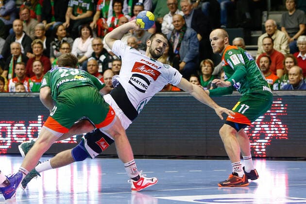 10 11 2019, xtgx, Handball Liqui Moly HBL, SC Magdeburg GWD Minden emspor, v l Lucas Meister Minden, 2 scores goal, scorer, scored goal, scores goal, GETEC Arena