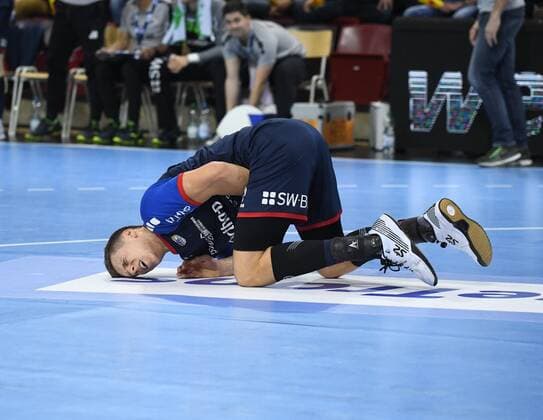 Tim Dahlhaus SG BBM Bietigheim was fouled, SG BBM Bietigheim vs HSC 2000 Coburg, 2 Handball Bundesliga, 11 Matchday, 10 11 2019, Eibner Memmler SG BBM Bietigheim vs HSC 2000 Coburg, 2 Handball Bundesliga, 11 Matchday, 10 11 2019 Ludwigsburg Copyright: xMemmlerx Eibner-Pressefotox EP_mmr