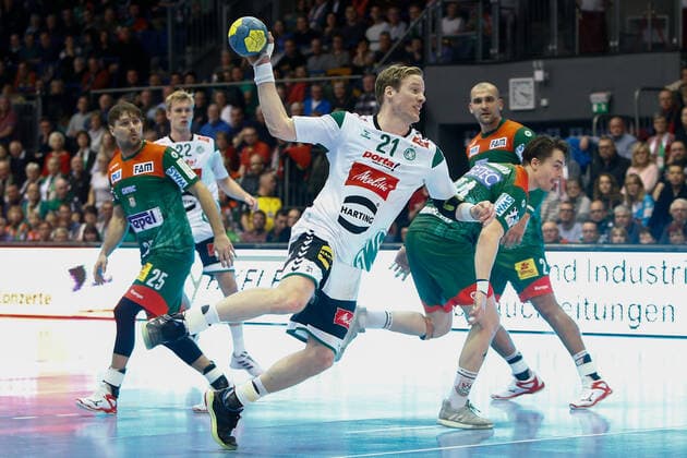 10 11 2019, xtgx, Handball Liqui Moly HBL, SC Magdeburg GWD Minden emspor, v l Magnus Gullerud Minden, 21 scores goal, goal scorer, scored goal, scores the goal GETEC Arena