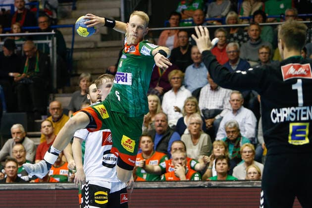 10 11 2019, xtgx, Handball Liqui Moly HBL, SC Magdeburg GWD Minden emspor, v l Matthias Musche Magdeburg, 6 scores goal, goal scorer, scored goal, scores the goal GETEC Arena