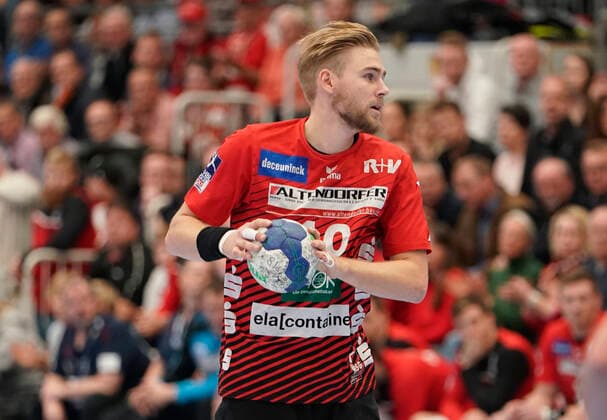10 11 2019, Euregium, Nordhorn, GER, Handball 1 Bundesliga, Men HSG Nordhorn Lingen vs Füchse Berlin, Patrick Miedema HSG Nordhorn Lingen 10 DFL REGULATIONS PROHIBIT ANY USE OF PHOTOGRAPHS AS IMAGE SEQUENCES AND OR QUASI VIDEO Nordhorn Niedersachsen Germany Euregium