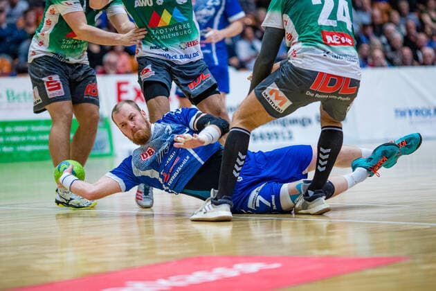 Libor Hanisch 7 Dessau Rosslauer HV 06 during the match in the 3 League Handball Men Season 2019 2020 between Dessau Rosslauer HV 06 and Oranienburger HC in the Anhalt Arena on 10 November 2019 in Dessau Rosslau, Saxony Anhalt, Germany