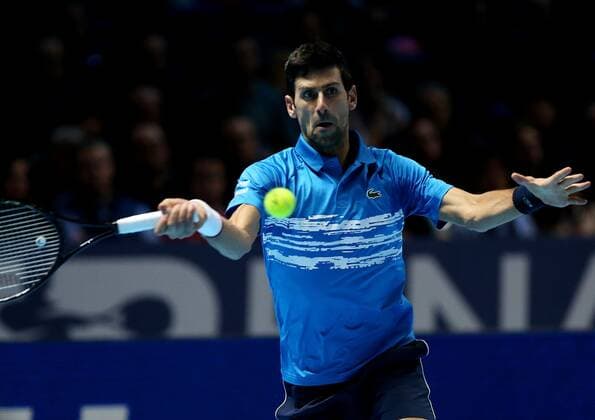 Great Britain, London, O2 Arena - Nitto ATP, Tennis Herren Finals 2019 - DAY 1 - 10 11 2019 Serbian player Novak Djokovic (SRB) pictured during his first round robin match against Matteo Berrettini (ITA) in London, O2 Arena at Nitto ATP Finals 2019 TENNIS : ATP Finals - Londres - 10 11 2019 PhotoNews Panoramic 