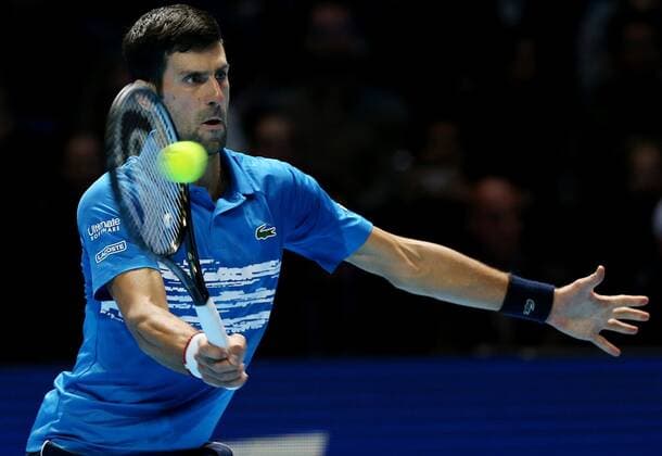 Great Britain, London, O2 Arena - Nitto ATP, Tennis Herren Finals 2019 - DAY 1 - 10 11 2019 Serbian player Novak Djokovic (SRB) pictured during his first round robin match against Matteo Berrettini (ITA) in London, O2 Arena at Nitto ATP Finals 2019 TENNIS : ATP Finals - Londres - 10 11 2019 PhotoNews Panoramic 