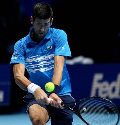 Great Britain, London, O2 Arena - Nitto ATP, Tennis Herren Finals 2019 - DAY 1 - 10 11 2019 Serbian player Novak Djokovic (SRB) pictured during his first round robin match against Matteo Berrettini (ITA) in London, O2 Arena at Nitto ATP Finals 2019 TENNIS : ATP Finals - Londres - 10 11 2019 PhotoNews Panoramic 